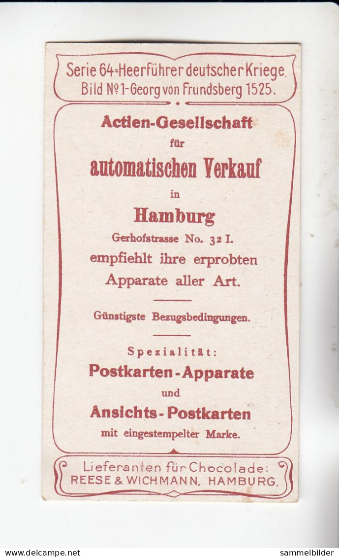 Actien Gesellschaft Heerführer Deutscher Kriege  Georg Von Frundsberg     Serie  64 #1 Von 1900 - Stollwerck