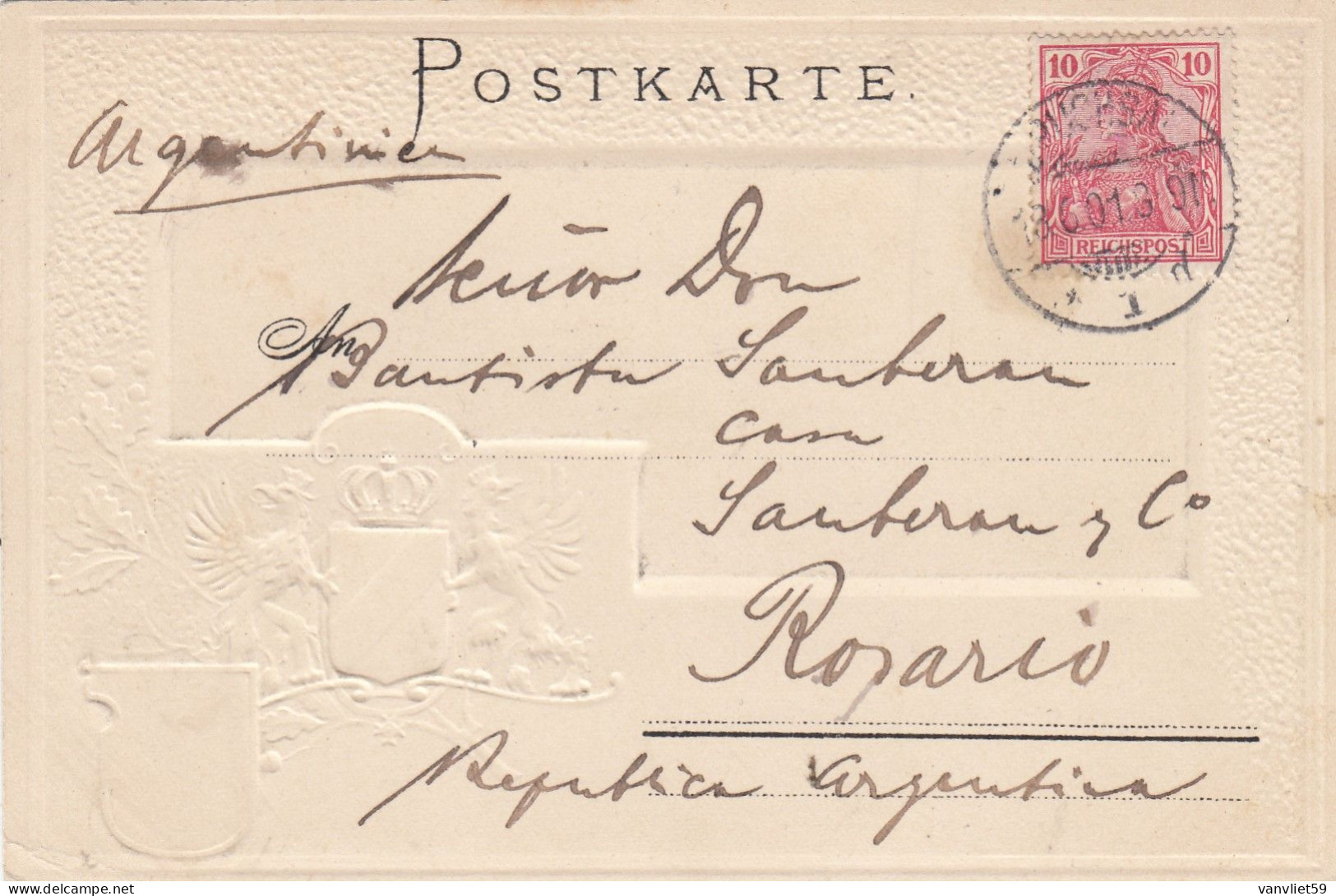KARLSRUHE-BADEN WUTTENBERG-GERMANIA-PANORAMA - CARTOLINA IN RILIEVO  VIAGGIATA  IL 13-01-1901 - Karlsruhe
