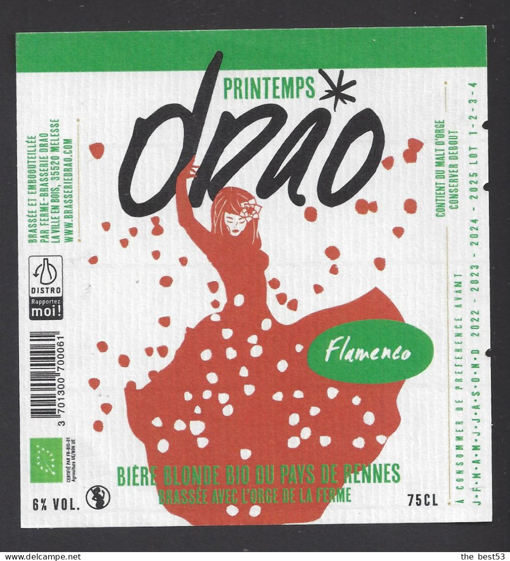 Etiquette De Bière Printemps  -  Flamenco  -  Brasserie Drao  à Melesse  (35)  -  Thème Danse - Beer