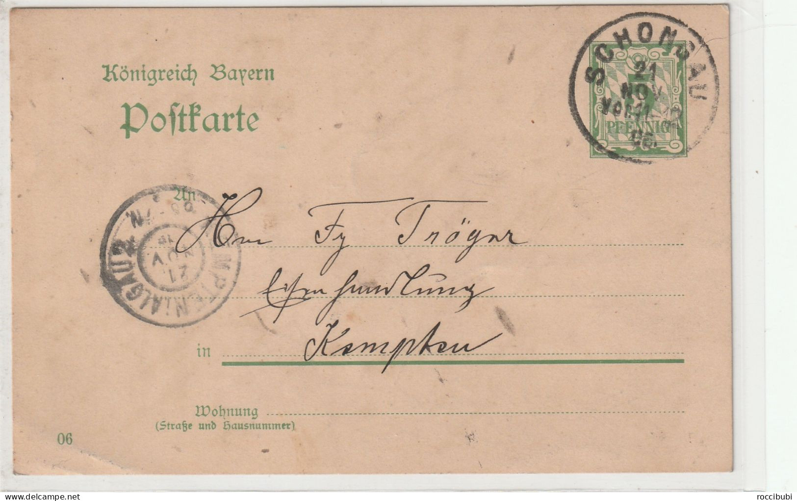 Königreich Bayern, Schongau - Postal  Stationery