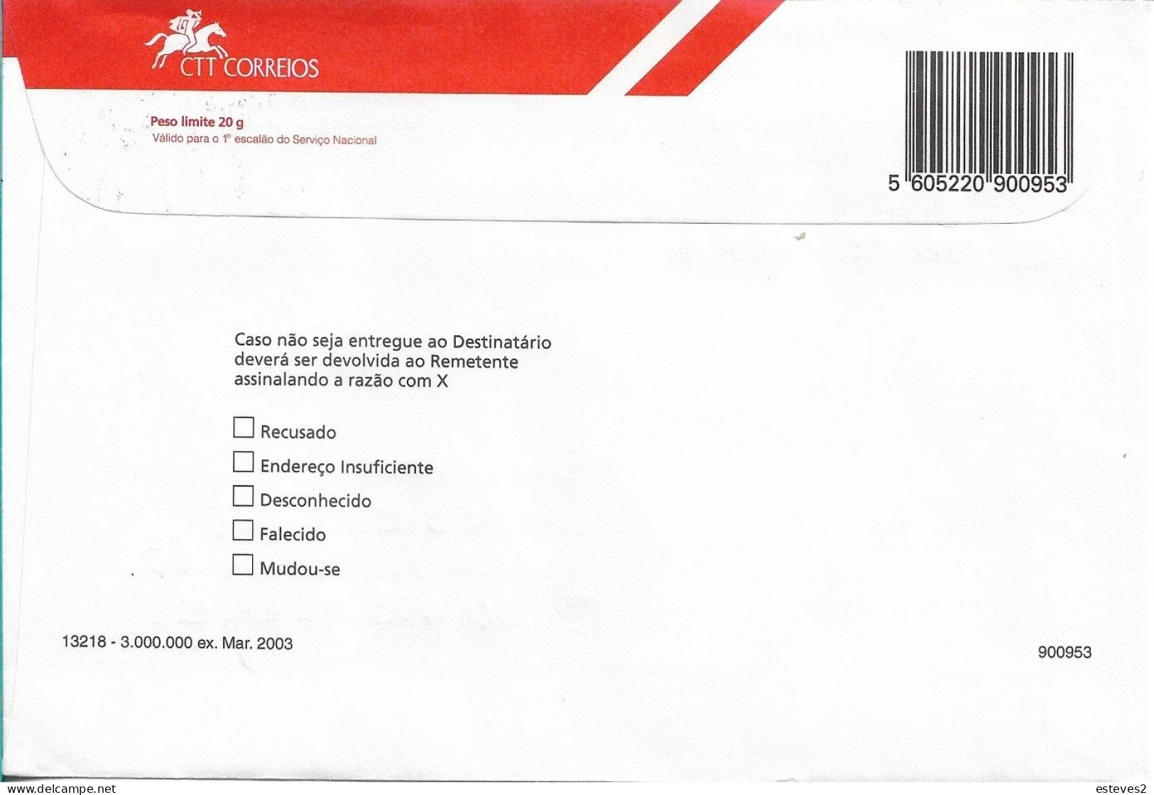 Portugal , 03/2003 , Stationery Envelope , Entier , Snowflake , Flocon De Neige , Euro 2004 , Used - Postwaardestukken