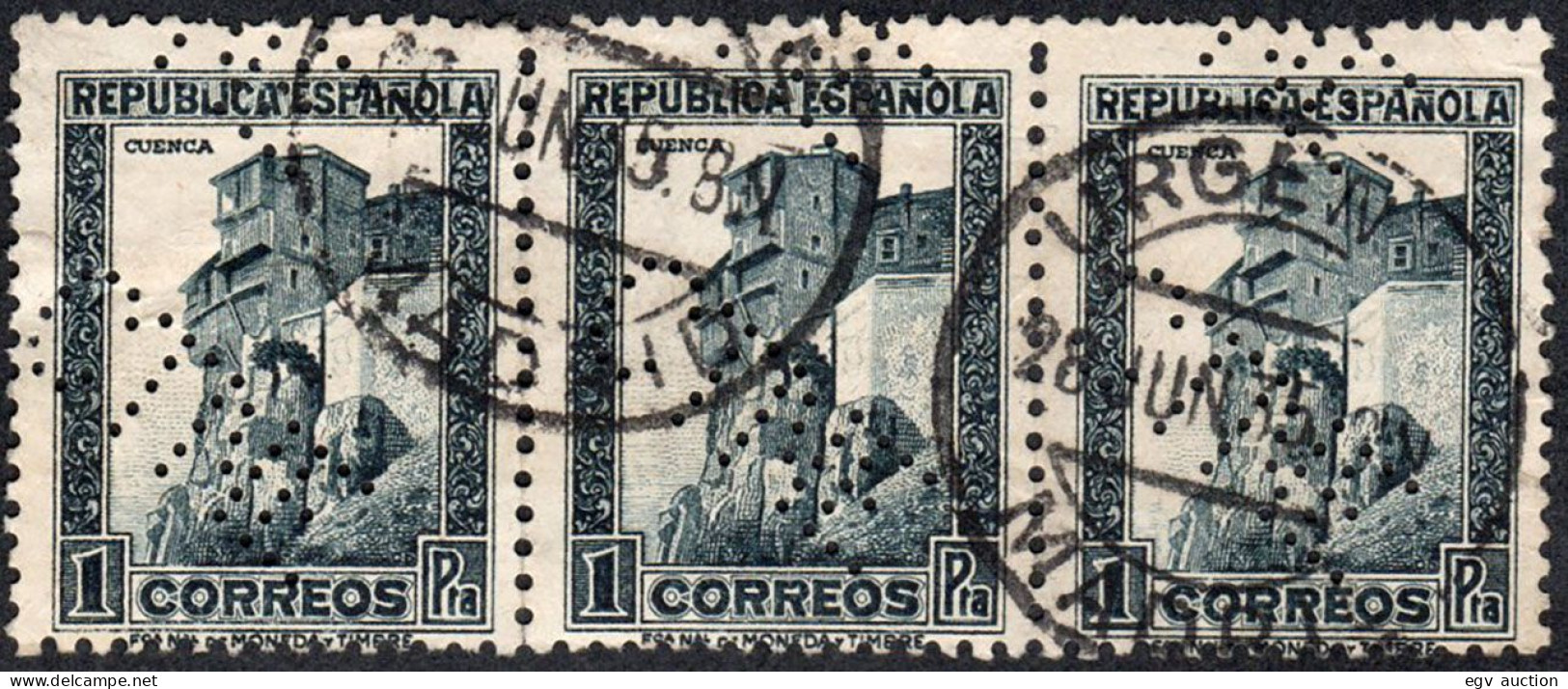 Madrid - Perforado - Edi O 673 Tira 3 - "CTNE" (Telefónica) - Used Stamps