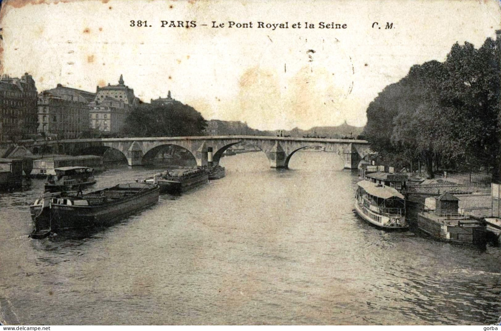 *CPA - 75 - PARIS - Le Pont Royal Et La Seine - Péniches - El Sena Y Sus Bordes