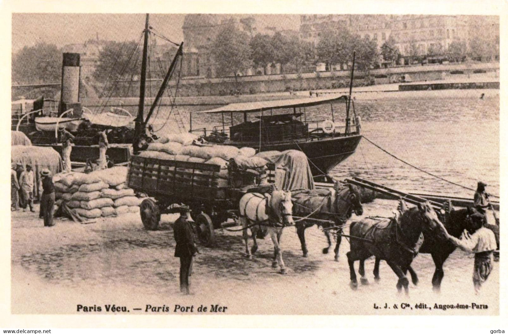 *Repro CPA - 75 - PARIS Vécu - Port De Mer - Bateau - Attelage - El Sena Y Sus Bordes