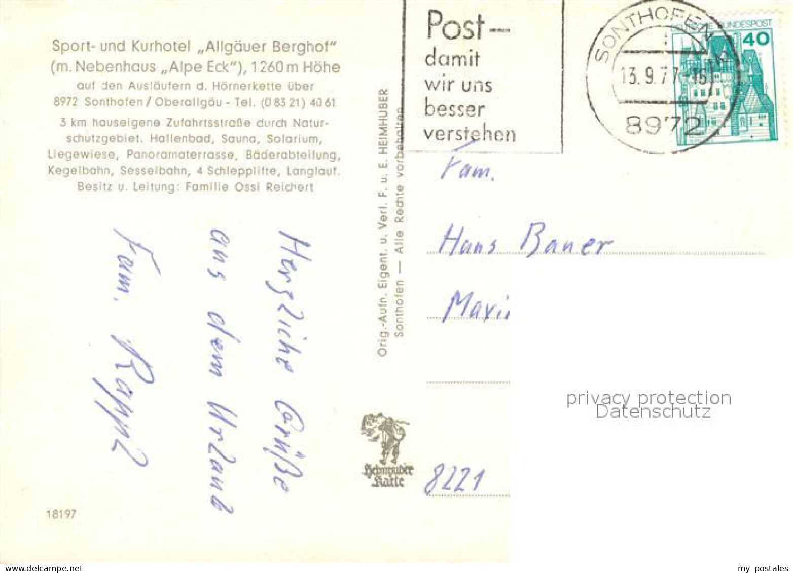 73306073 Sonthofen Oberallgaeu Sport Und Kurhotel Allgaeuer Berghof Mit Alpe Eck - Sonthofen