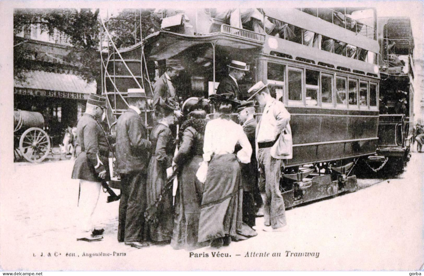 *Repro CPA - 75 - PARIS Vécu - Attente Au Tramway - Transporte Público