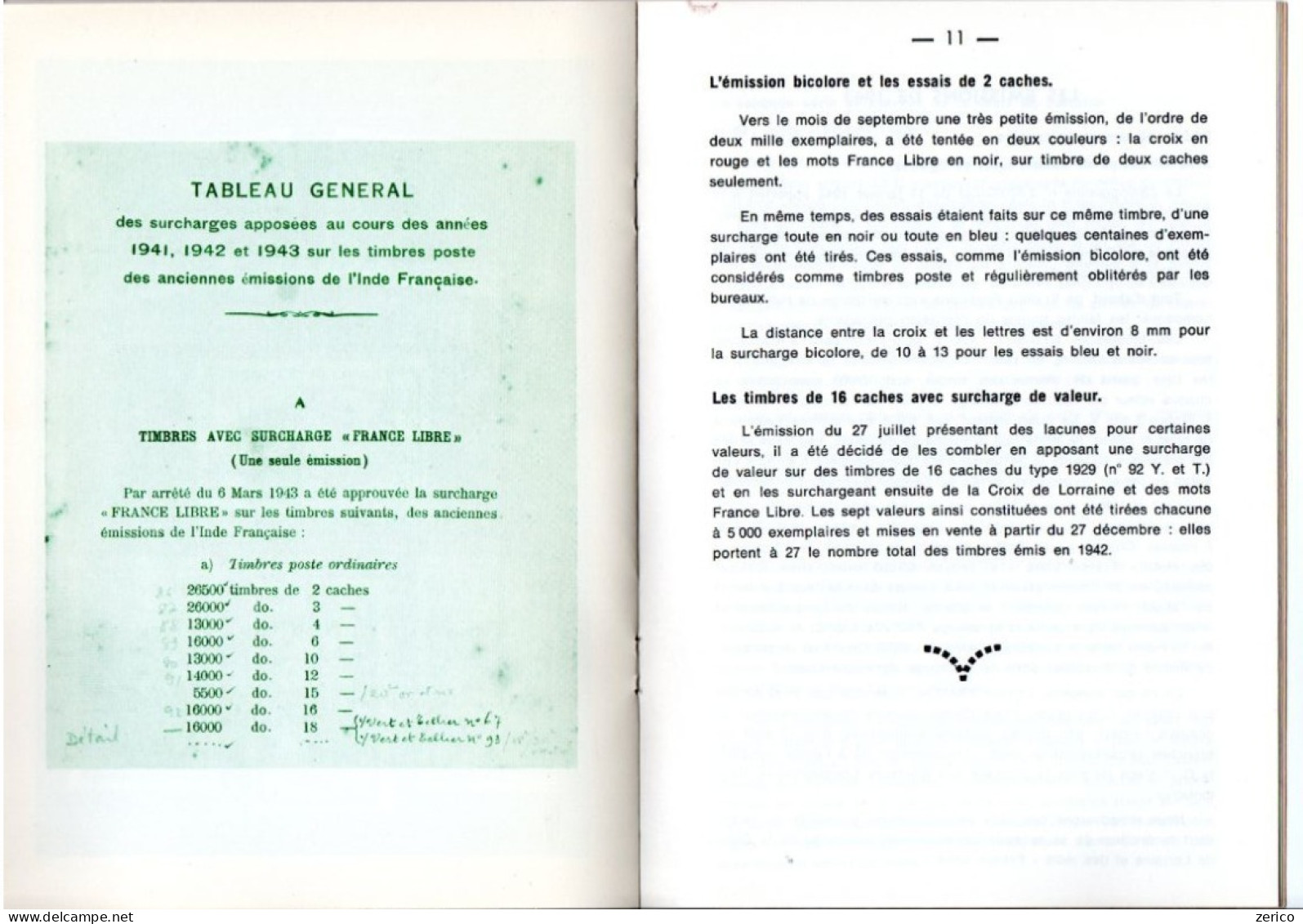 LES SURCHARGES "FRANCE LIBRE" Dans Les Ets Français En Inde 1941-45; 22 Pages; Edition 1984 - Gebraucht