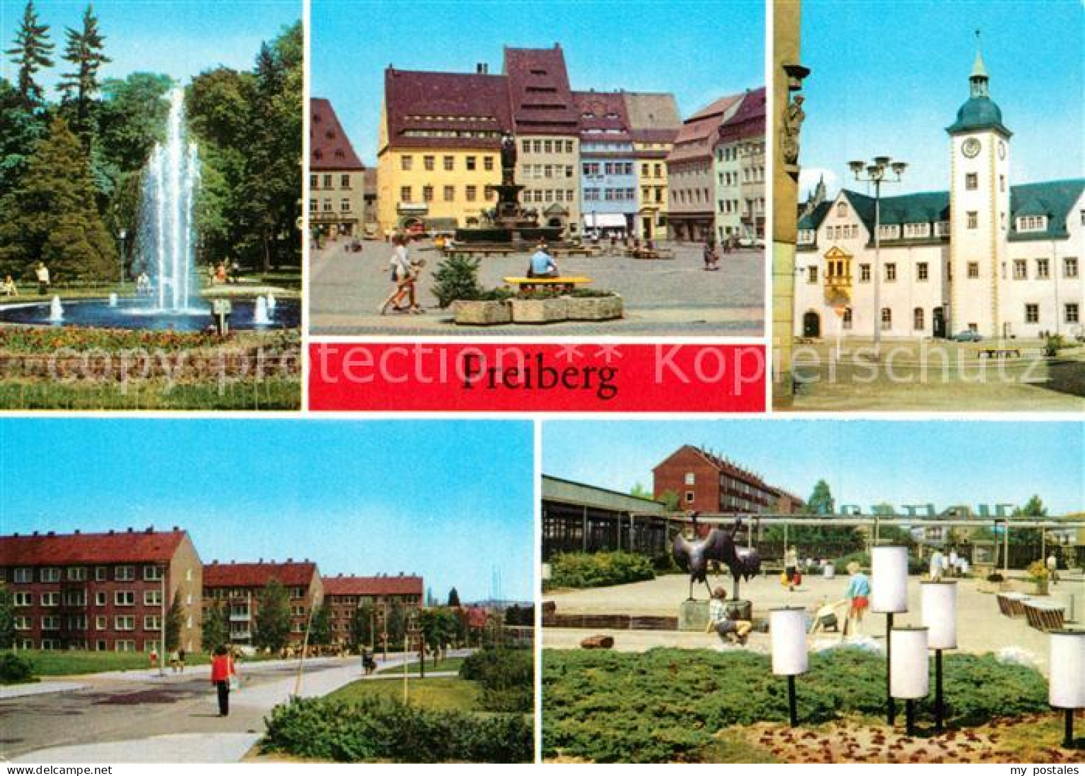 73305964 Freiberg Sachsen Scheringerpark Brunnendenkmal Obermarkt Rathaus Neubau - Freiberg (Sachsen)