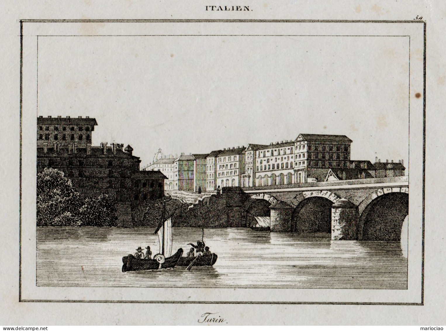 ST-IT TORINO Vista Ponte Sul Po 1840~ - Prints & Engravings