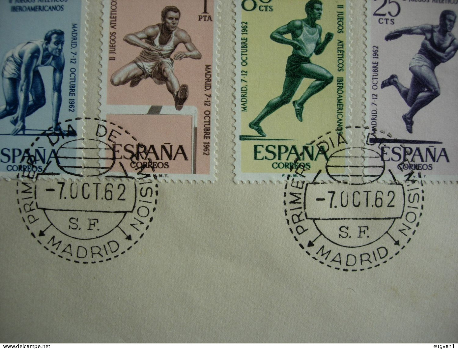 Espagne.1121/24. Jeux Athéltiques Libéroamér. Cachet 1er Jour 7.10.1962 - Atletismo