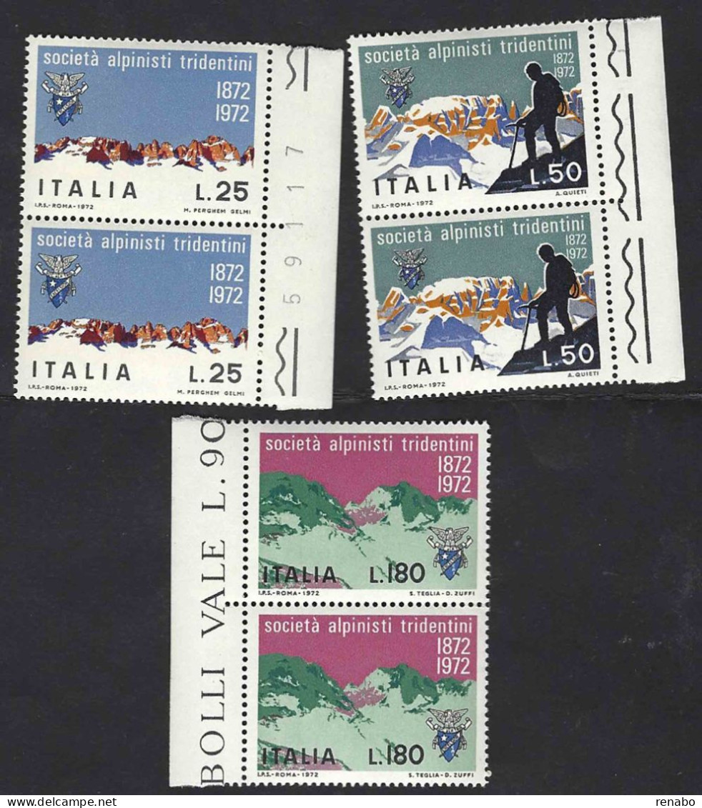 Italia 1972; Società Alpinisti Tridentini, Serie Completa In Coppie Di Bordo. - 1971-80: Ungebraucht