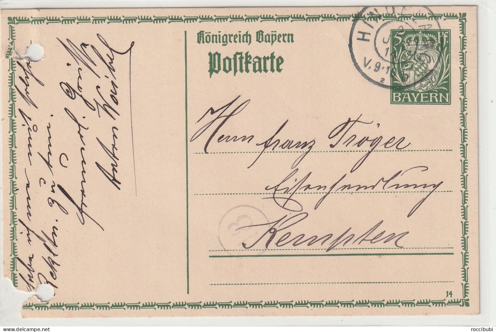 Königreich Bayern, Hindelang - Postal  Stationery