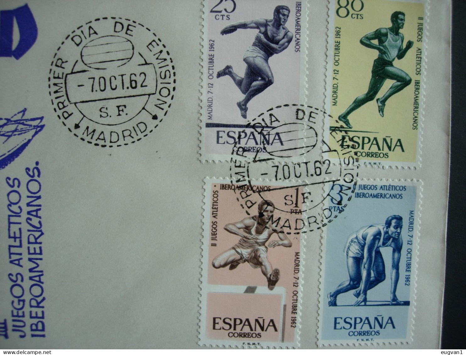 Espagne.1121/24. Jeux Athéltiques Libéroamér. Cachet 1er Jour 7.10.1962 - Atletismo