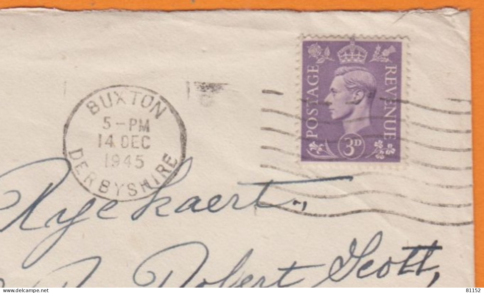 Georges VI 3p Violet  Y.et.T.214   SEUL Sur Lettre De BUXTON  Déc 1945  Pour UCCLE  Belgique - Storia Postale