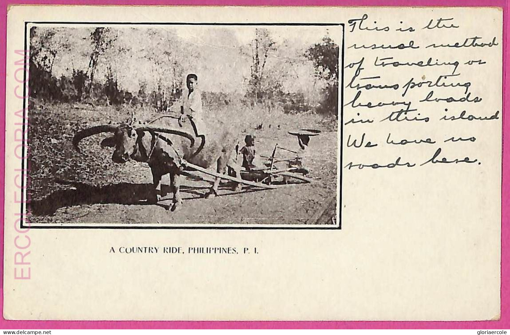 Ag3572 -  Philippines - VINTAGE POSTCARD  - Ethnic, A Country Ride - Filippine