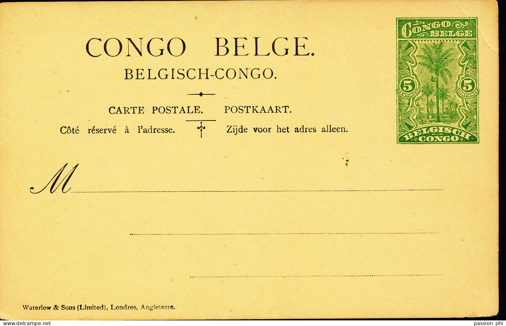 BELGIAN CONGO  PS SBEP 44 UNUSED - Enteros Postales