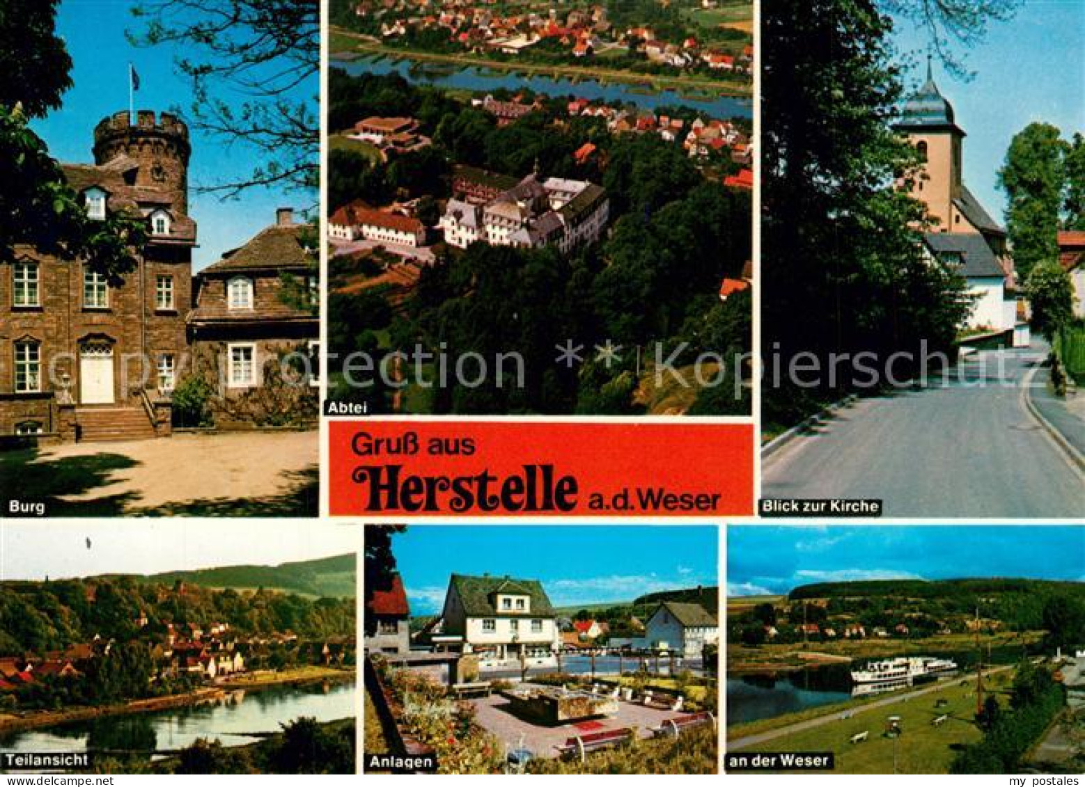 73305301 Herstelle Weser Burg Kirche Teilansicht Anlagen An Der Weser Herstelle  - Beverungen