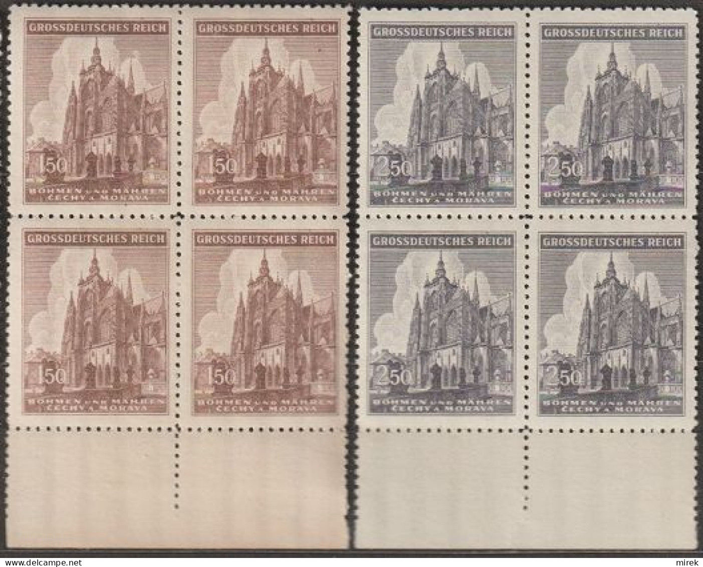 08/ Pof. 120-121, Border 4-blocks - Unused Stamps