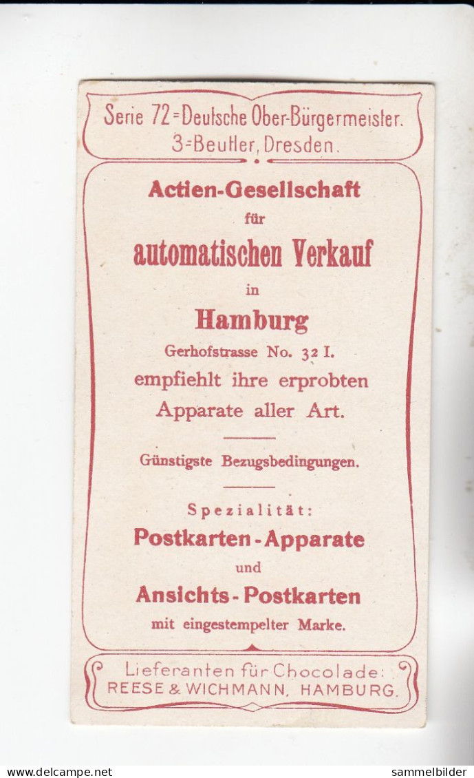 Actien Gesellschaft Deutsche Ober - Bürgermeister  Beutler Dresden      Serie  72 #3 Von 1900 - Stollwerck