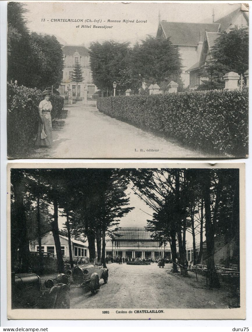 LOT 2 CPA CHATELAILLON Avenue Alfred Loiret Et Hôtel Beauséjour (femme Sur Chemin) &  Casino (allée Voitures Anciennes) - Châtelaillon-Plage