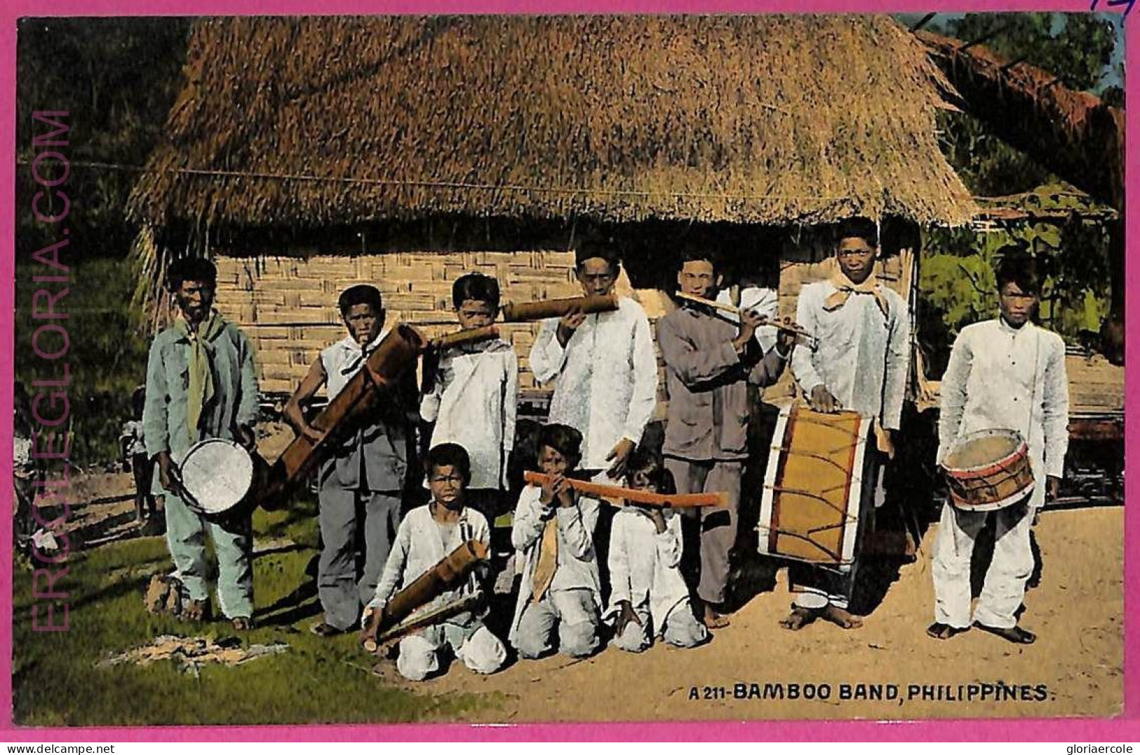 Ag3581 -  Philippines - VINTAGE POSTCARD  - Ethnic, Bamboo Band - Philippinen