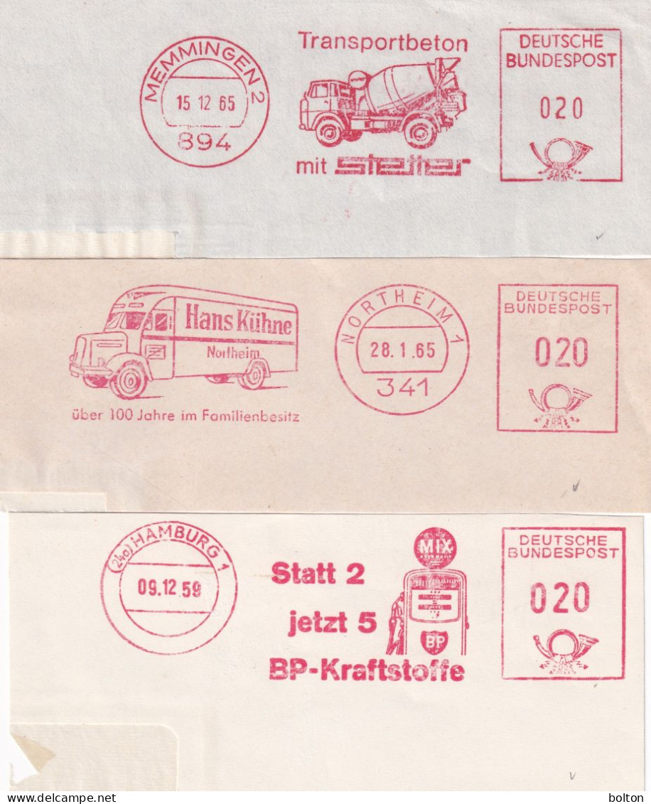 1959 - 65 Germania  3 Framm. Con Affrancatura Rossa  EMA   TEMA  AUTOMOBILE - Auto's