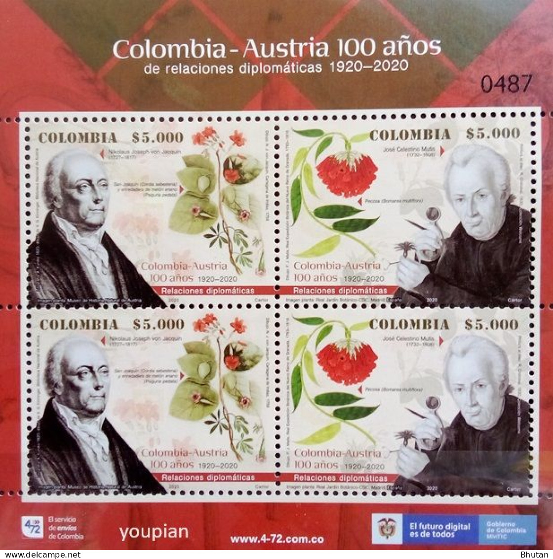 Colombia 2020, 100 Years Diplomatic Relations With Austria, MNH S/S - Kolumbien