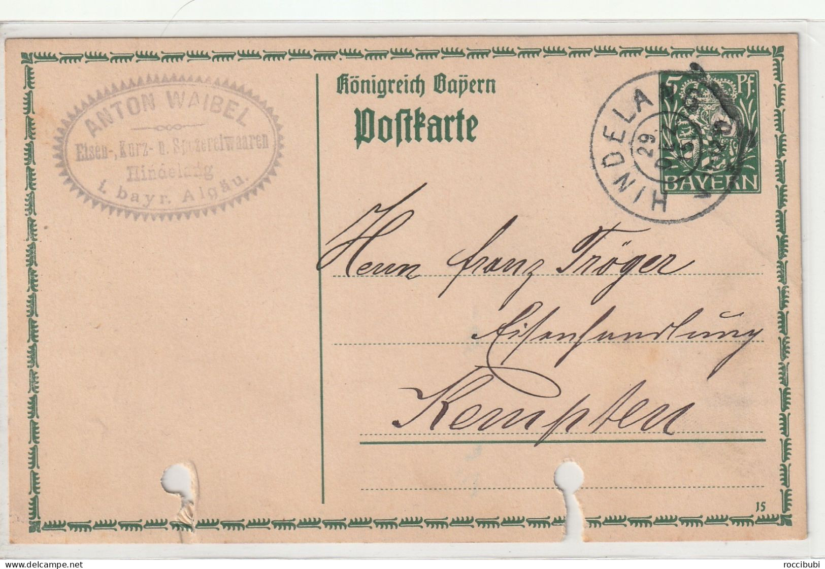 Königreich Bayern, Hindelang - Postal  Stationery
