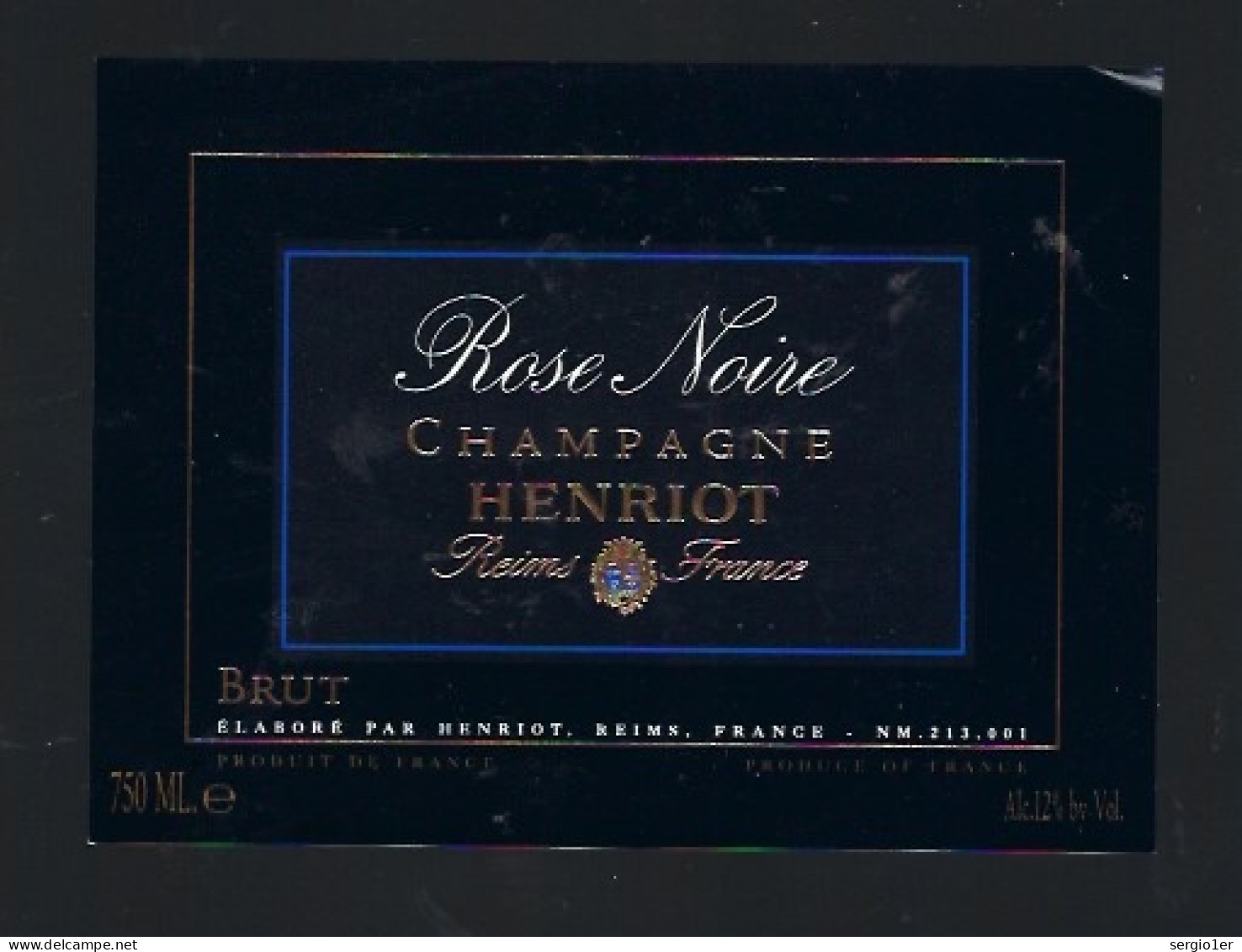 Etiquette Champagne Brut Rose Noire Henriot Reims Marne 51 - Champan