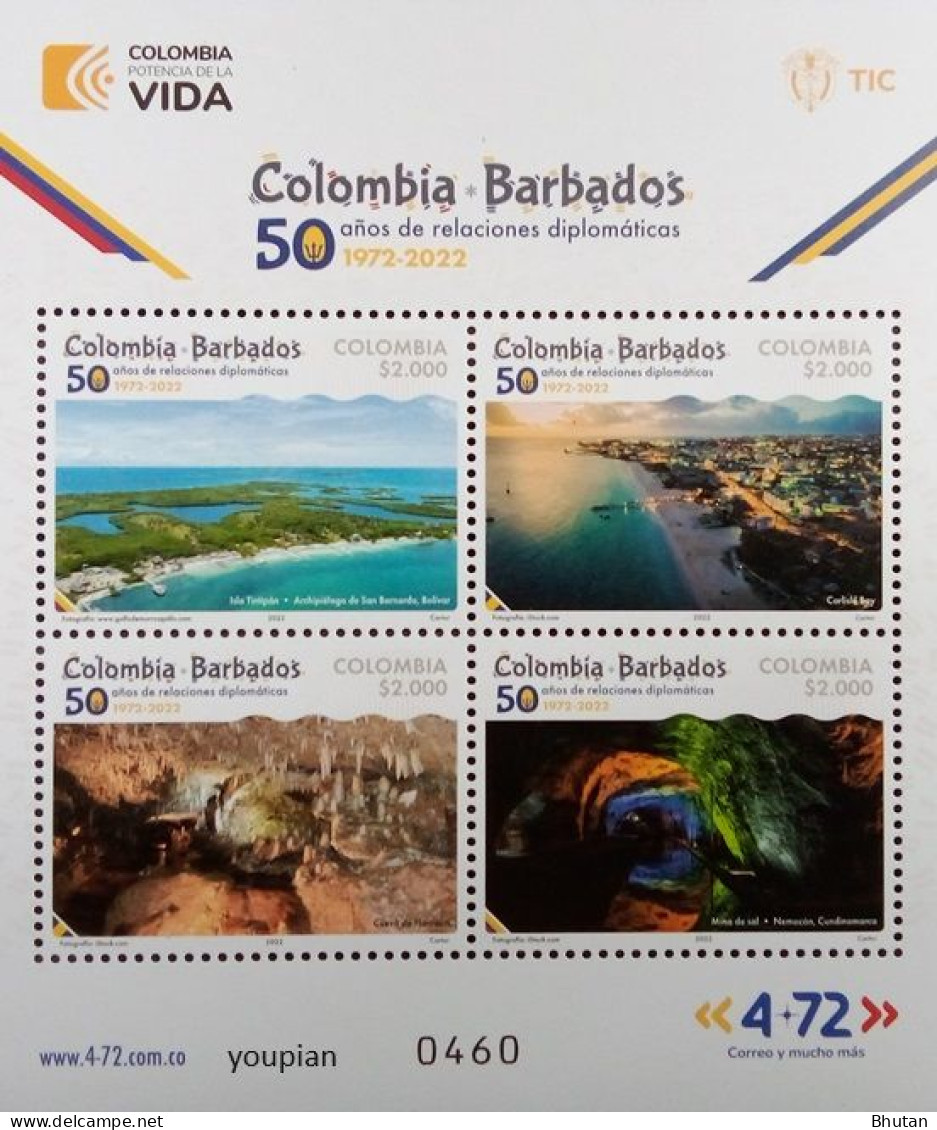Colombia 2023, 50 Years Diplomatic Relations With Barbados, MNH S/S - Colombie