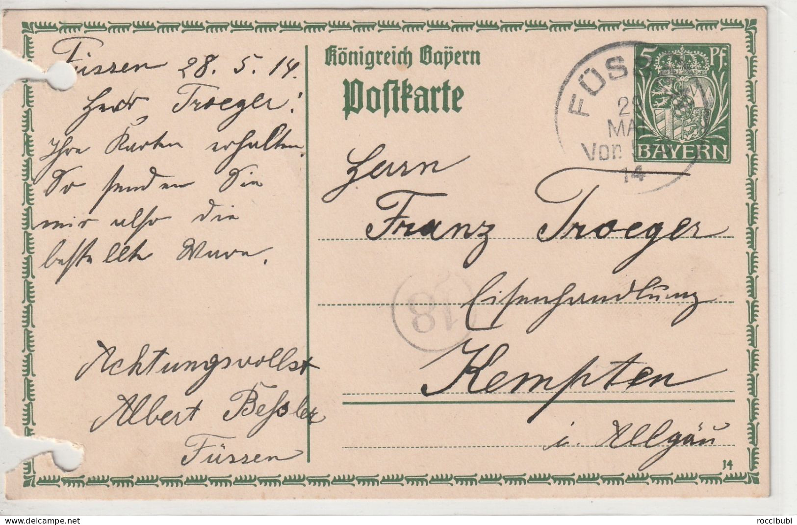 Königreich Bayern, Füssen - Postal  Stationery