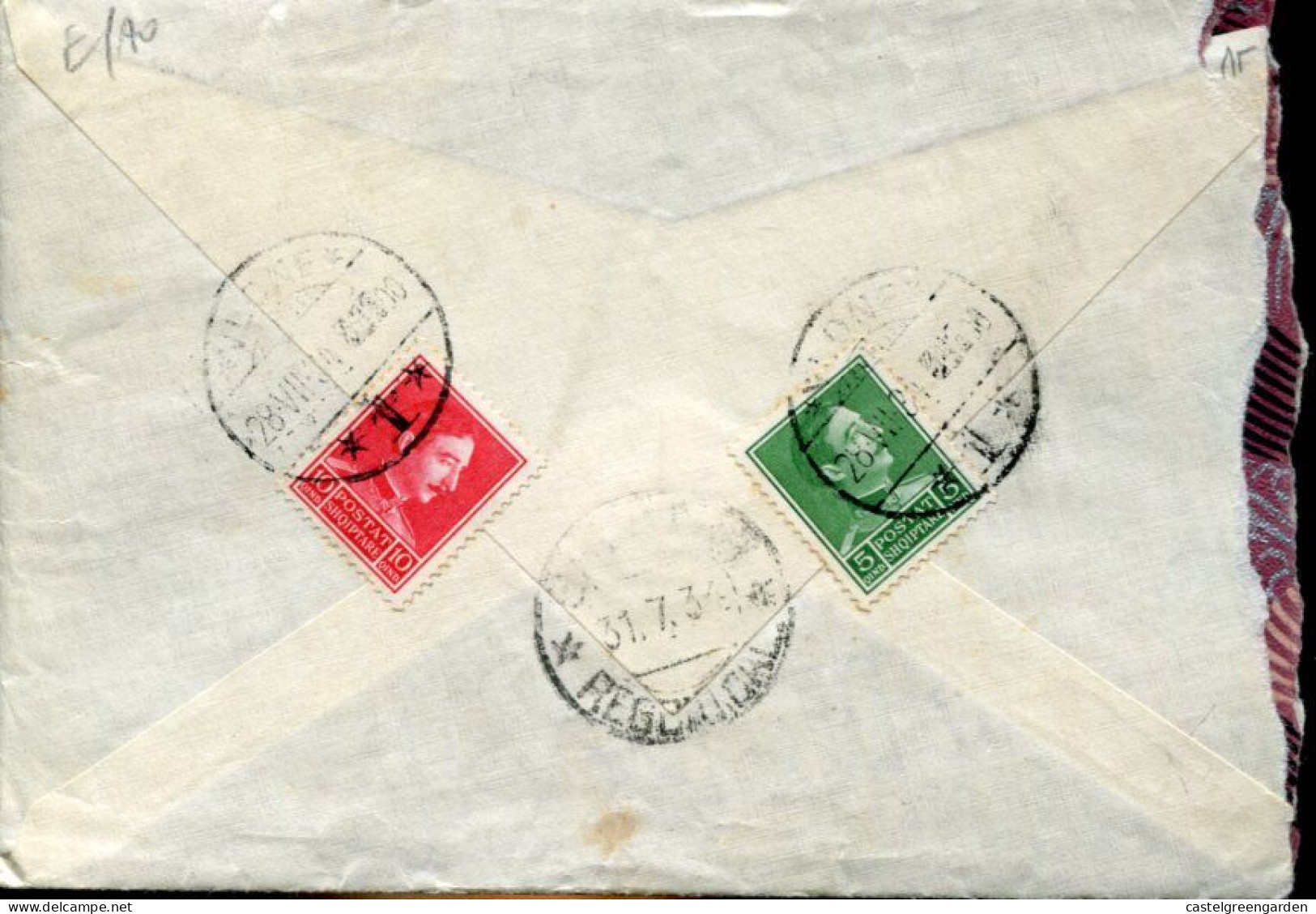 X0414 Albania,circuled Cover  1934 From Valone To Italy  (see 2 Scan) - Albania