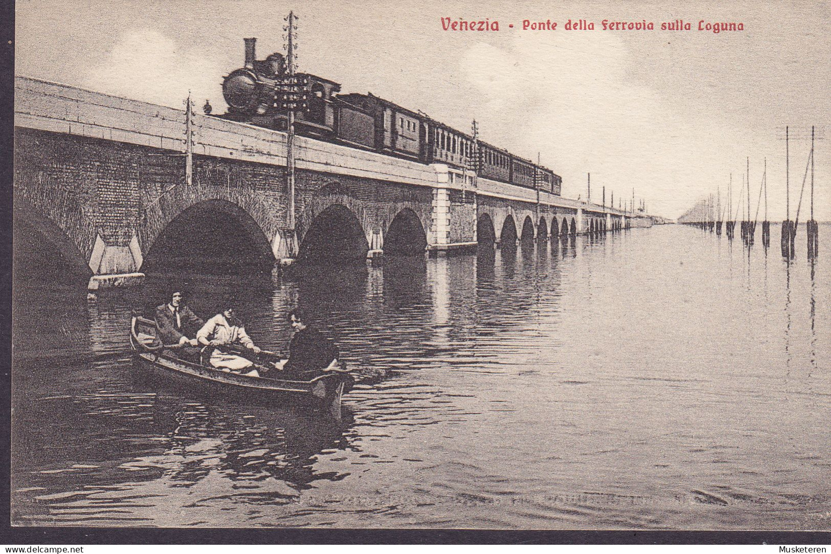 Italy PPC Venezia Ponte Della Ferrovia Sulla Lugano Bridge & Train Brücke & Zug Pont & Chemin (2 Scans) - Venezia (Venice)