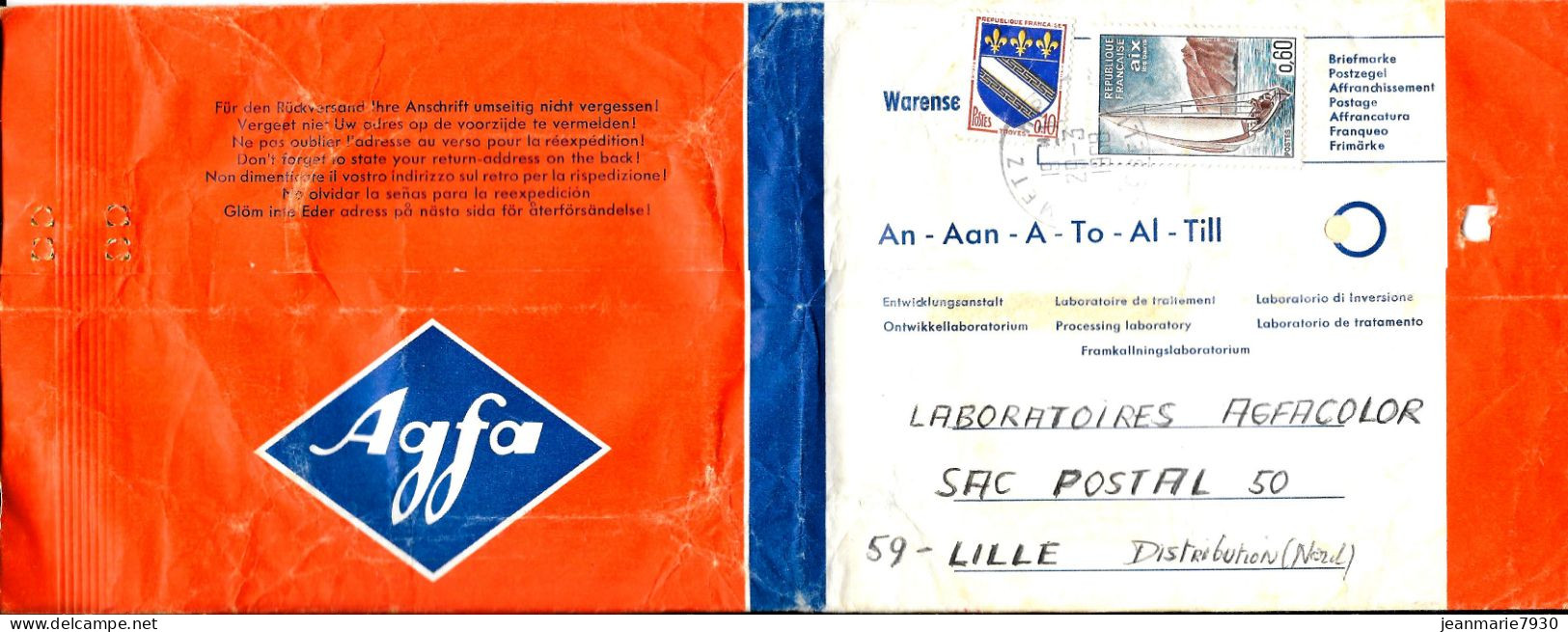 M219 - ENVOI POUR DEVELOPPEMENT PHOTOS AGFA DE METZ DU 29/03/68 Et RETOUR DE PONT A MARCQ DU 02/04/68 - Lettres & Documents