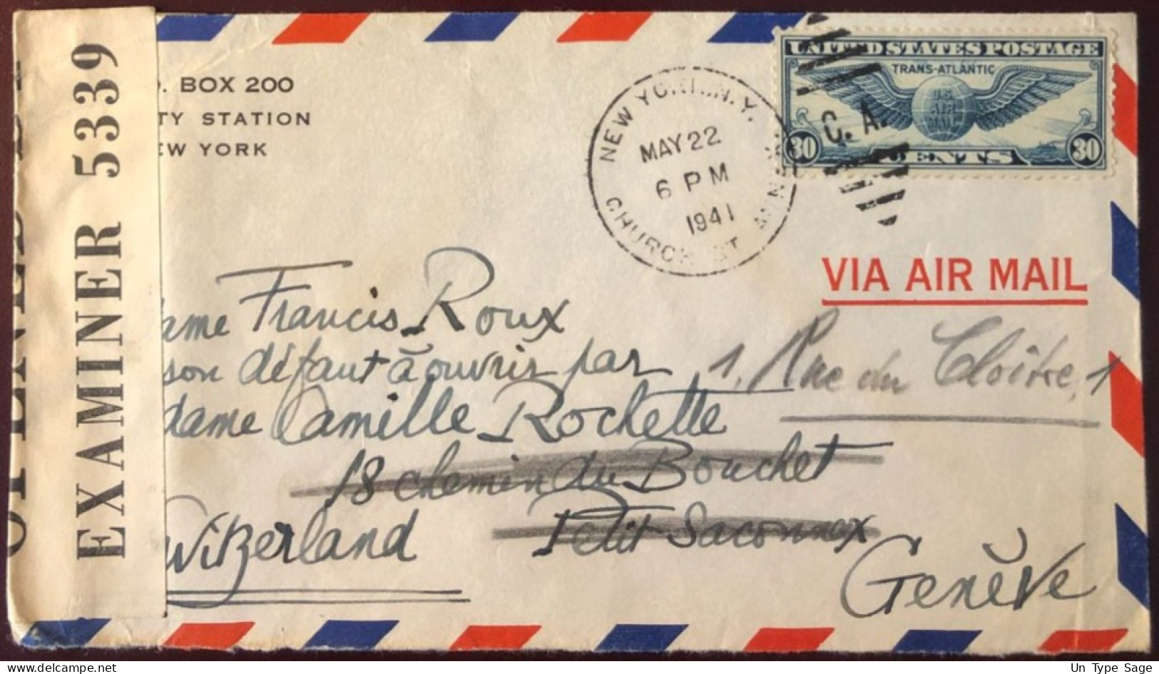 Etats-Unis, Divers PA Sur Enveloppe Censurée De New-York 22.5.1941 Pour La Suisse - (B2704) - Poststempel