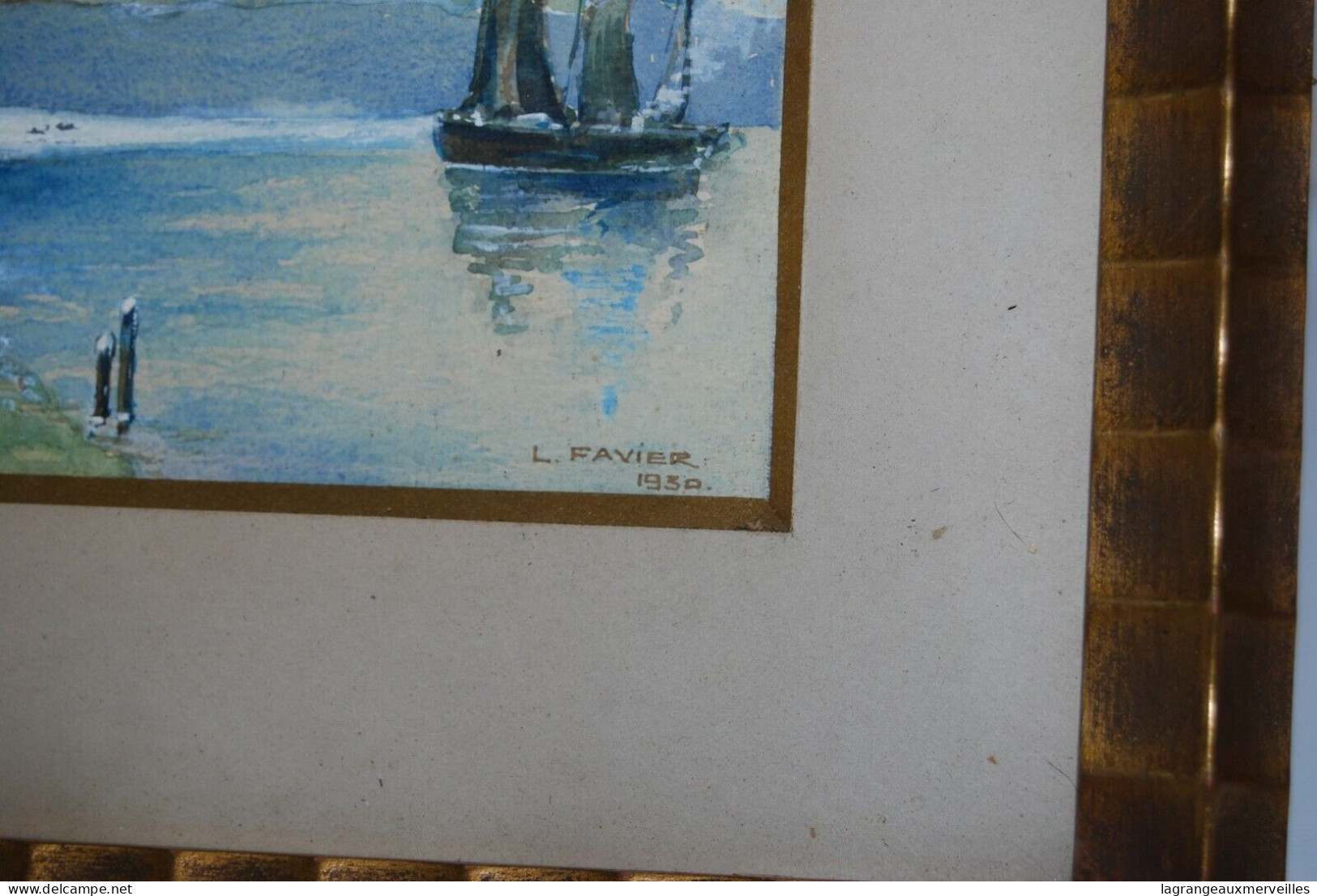 E1 Oeuvre De L Favier - Aquarelle 1930 - Le Moulin Et Le Bateau - Watercolours