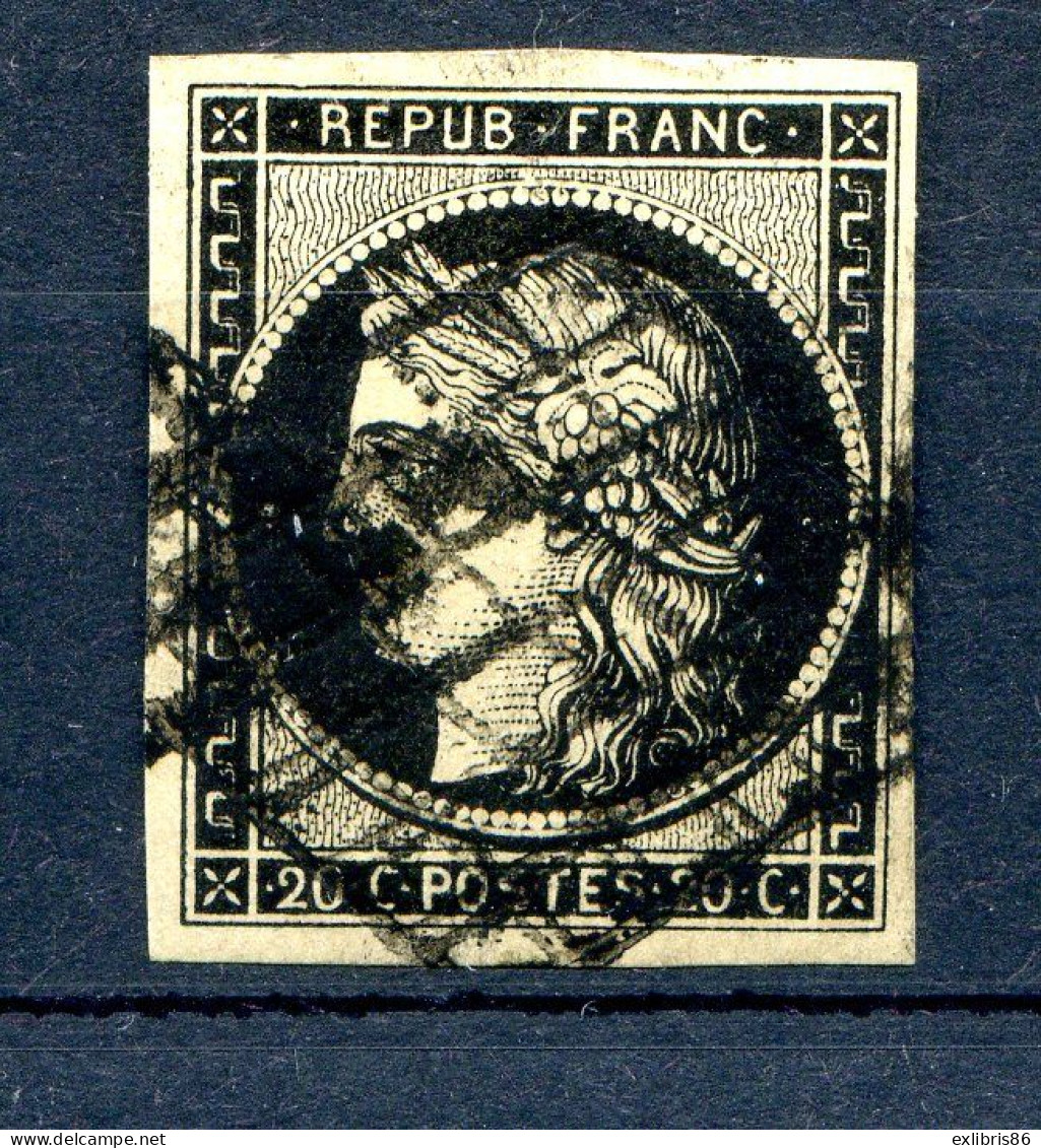 060524 TIMBRE FRANCE N°3    4 Marges  Oblitération Grasse - 1849-1850 Cérès