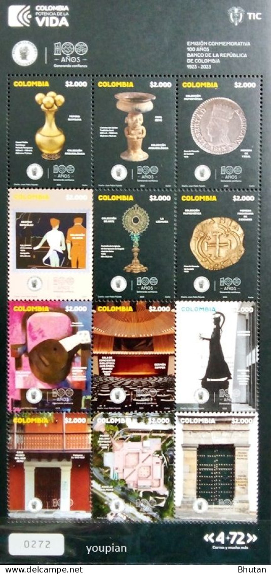 Colombia 2023, 100 Years Banco De La República De Colombia, MNH Sheetlet - Colombia