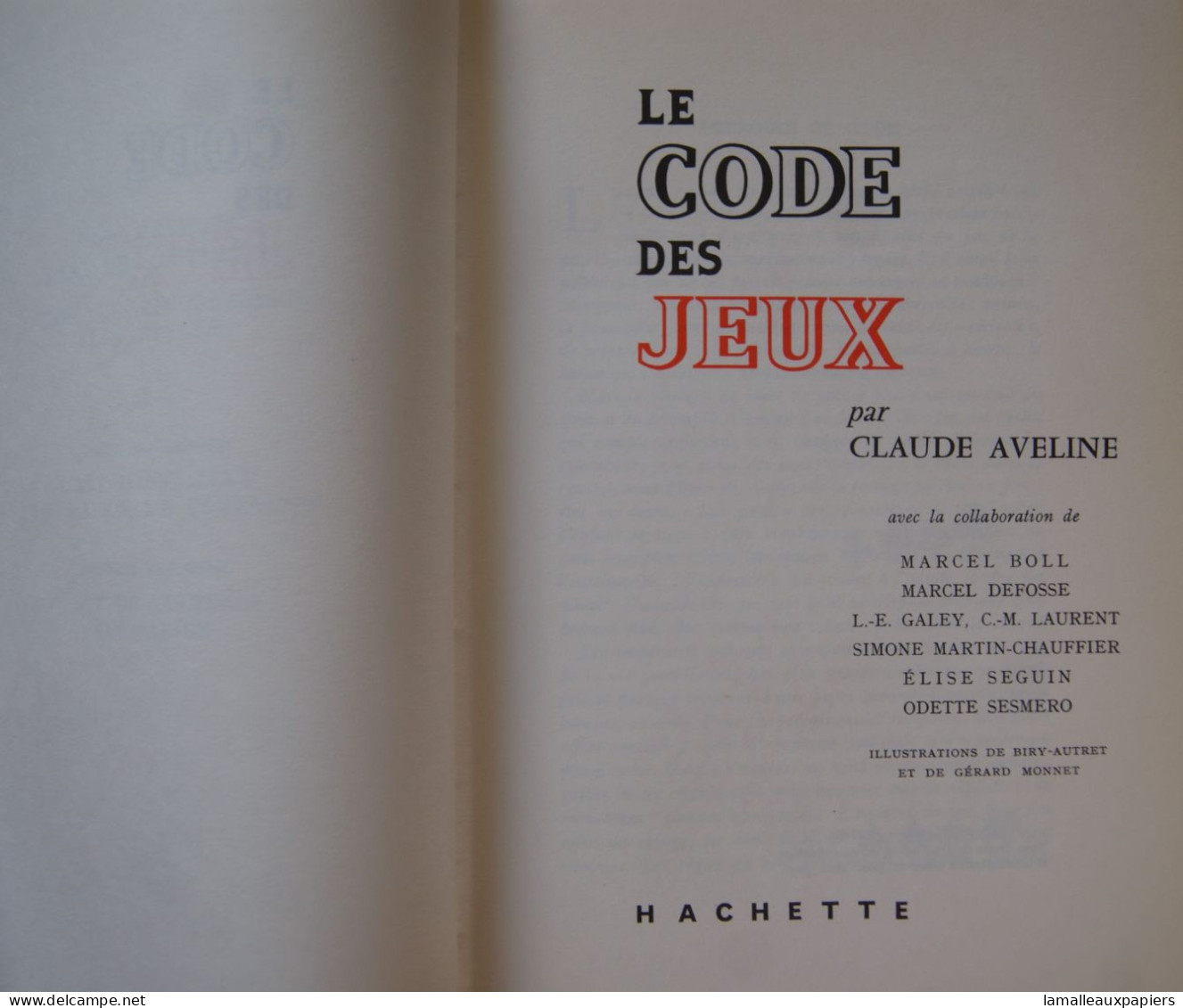 Le Code Des Jeux (Claude AVELINE) (1961) - Gesellschaftsspiele