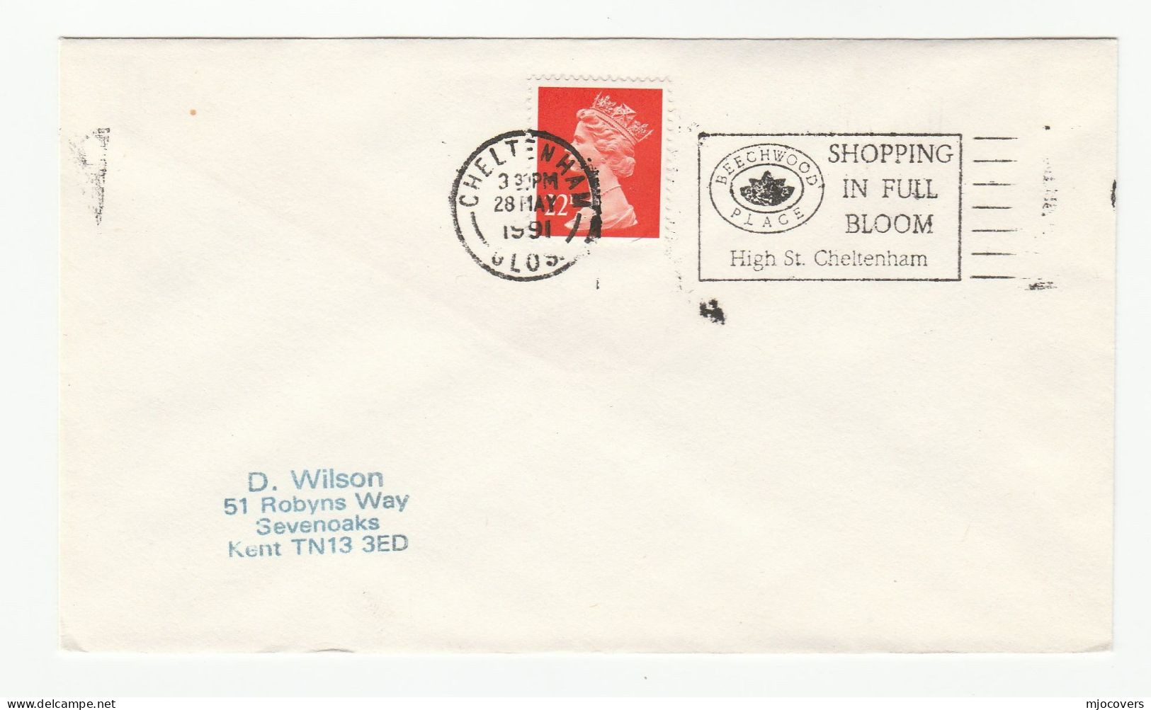 Cover Cheltenham BEECHWOOD PLACE Shopping In Full Bloom SLOGAN 1991 Gb Stamps - Brieven En Documenten