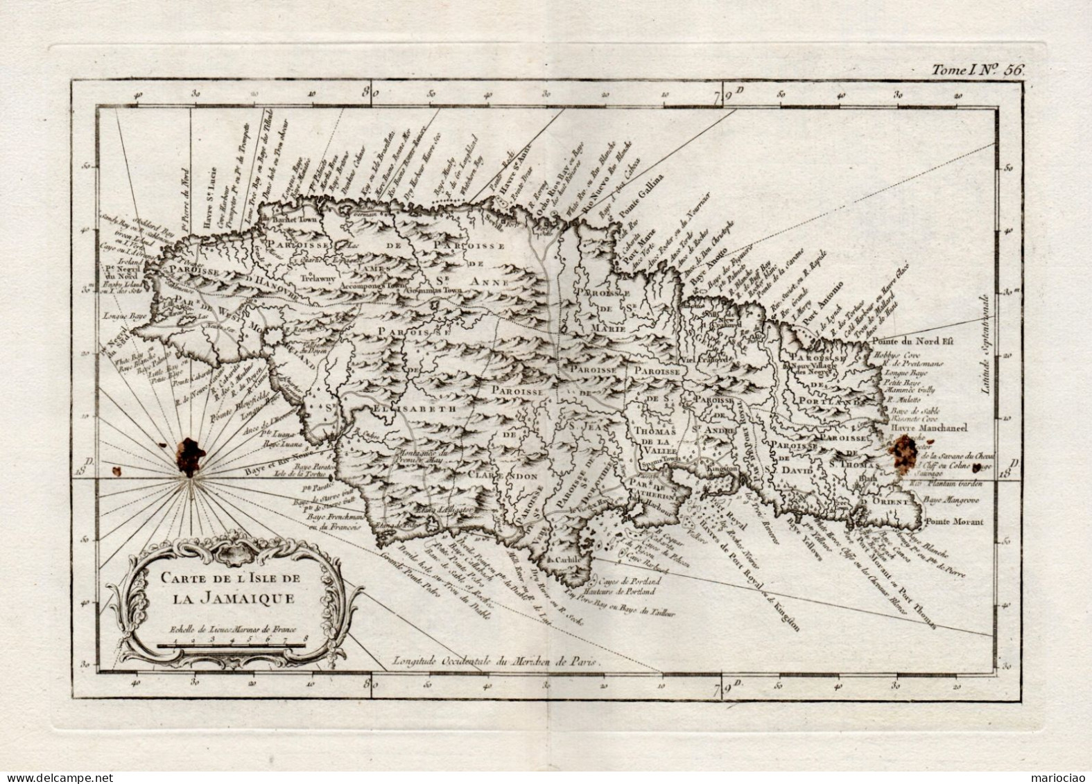 ST-JA JAMAICA Carte De L'Isle De La Jamaique 1764 Bellin - Stampe & Incisioni