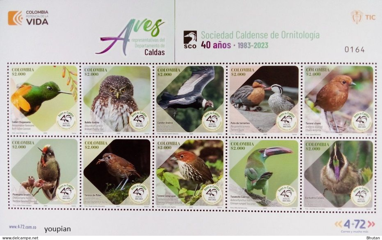 Colombia 2023, Birds Of The Department Of Caldas, MNH Sheetlet - Kolumbien