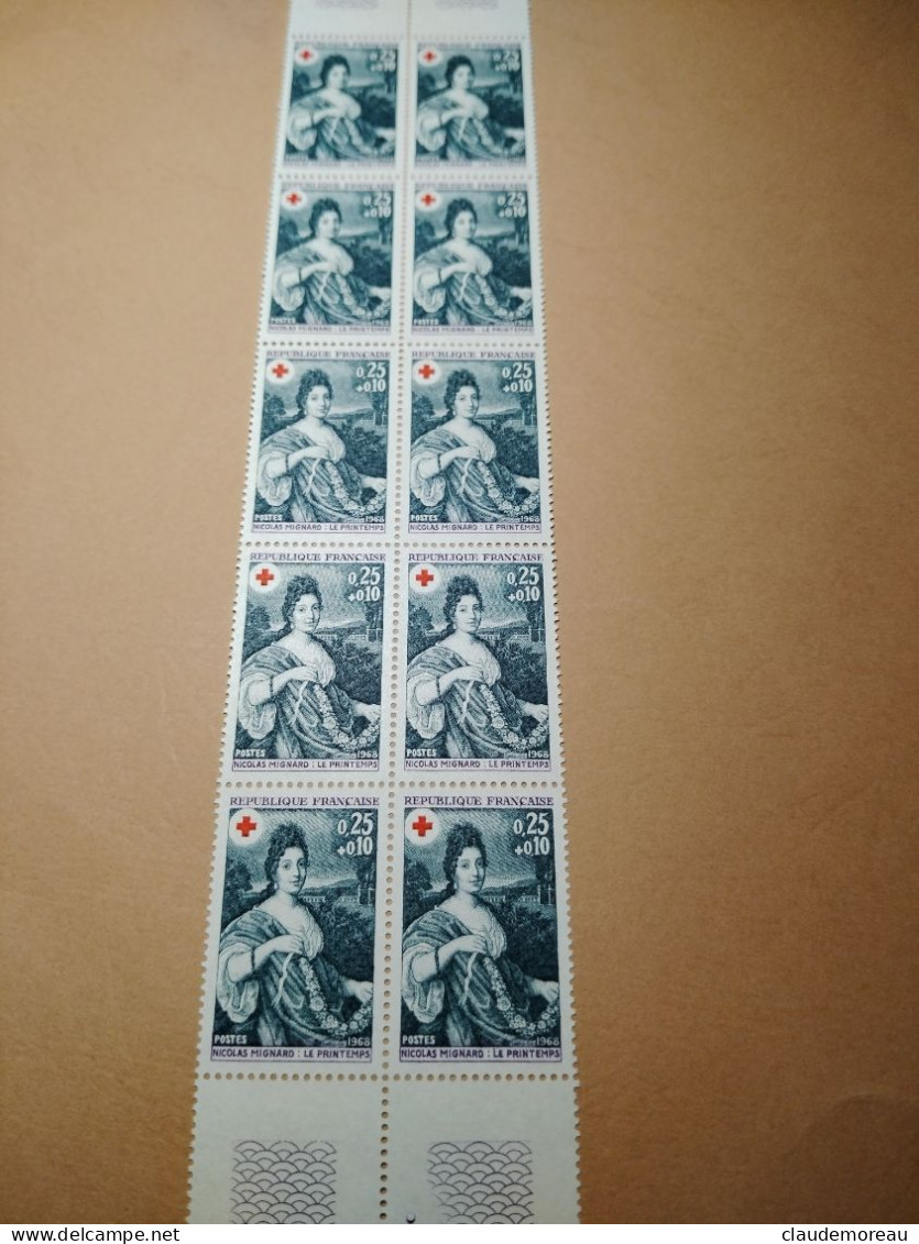 Timbres France  Bande De10 Neuf ** N) 1590  Annee 1968 - Neufs