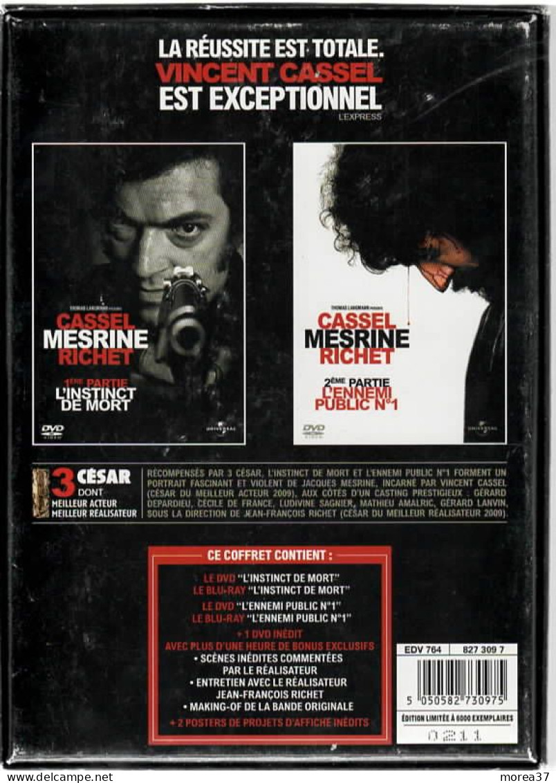 MESRINE  Avec VINCENT CASSEL 1er Et 2eme Partie L'intégrale Collector (3 DVDs  + 2 Posters)  Tirage 6000 Exemplaires C47 - Action, Adventure