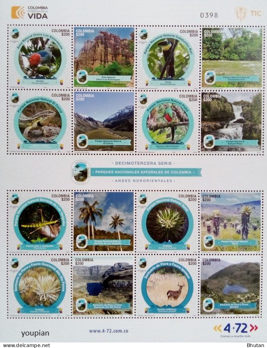Colombia 2023, National Natural Parks Of Colombia. Thirteenth Series, MNH Sheetlet - Colombie