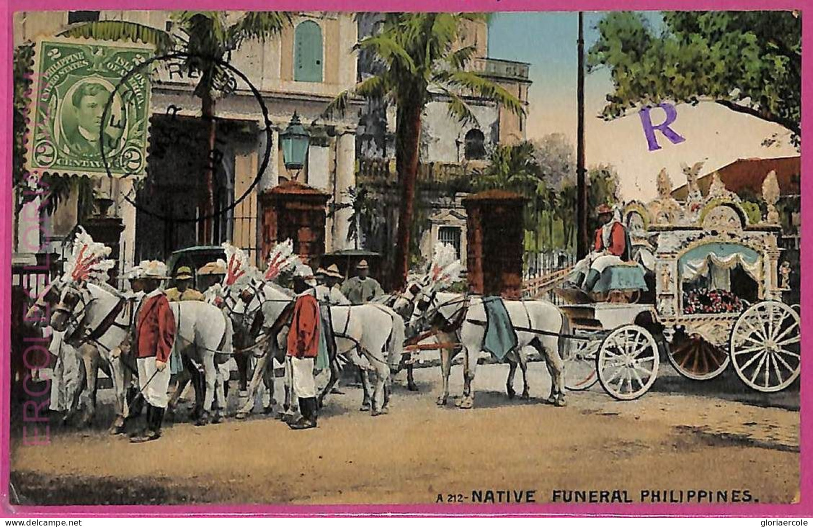 Ag3591 -  Philippines - VINTAGE POSTCARD  - 1914 -  Ethnic, Native Funeral - Philippines