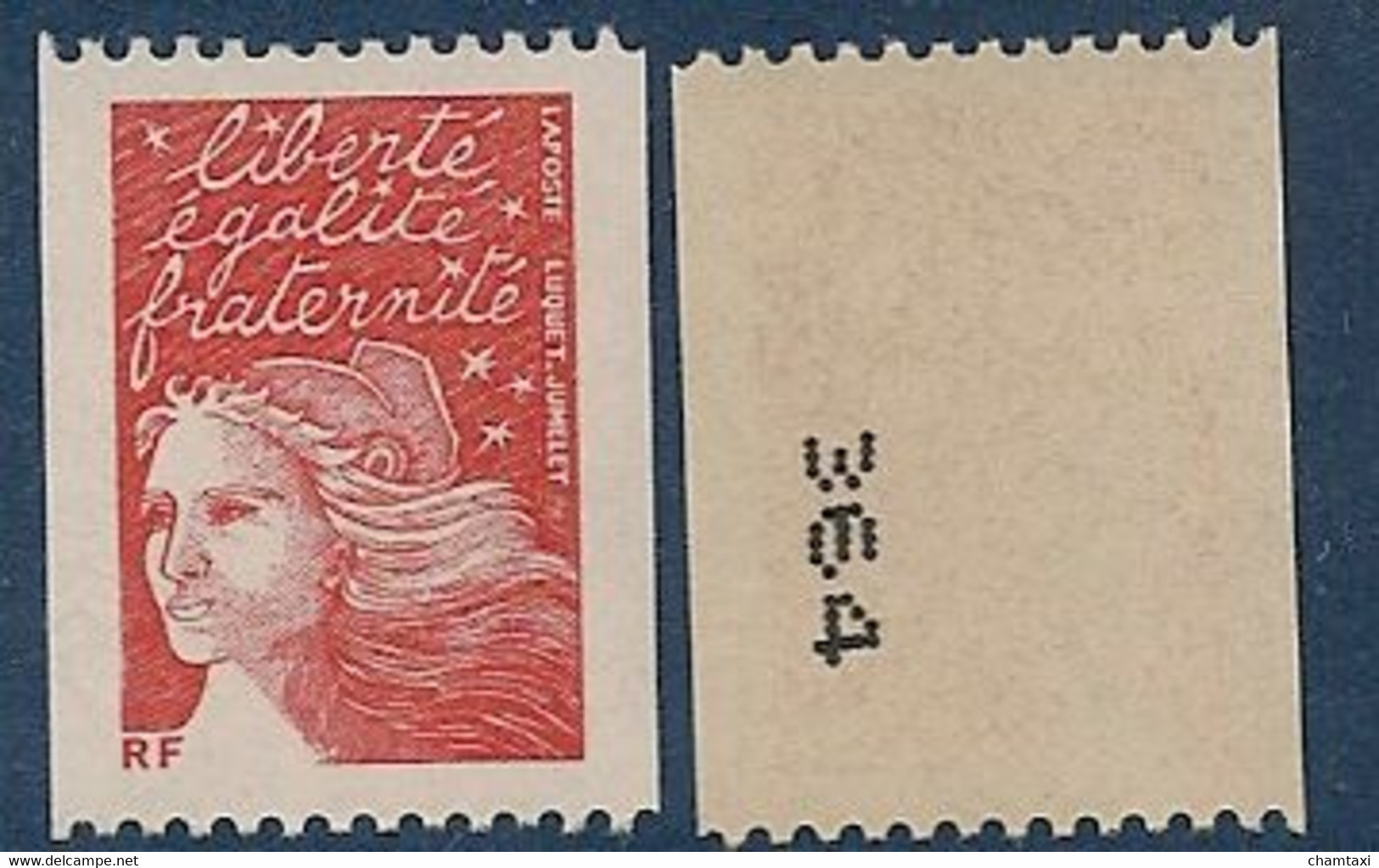 FRANCE ROULETTE ANNEE  2001 N° :  3418b  ROULETTE TYPE MARIANNE DU 14 JUILLET NUMERO NOIR AU VERSO 2001 - Coil Stamps