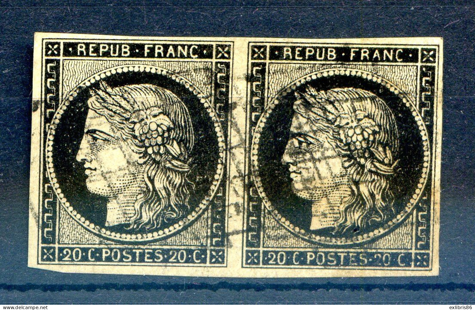 060524 TIMBRE FRANCE N°3    1 Paire Signé BRUN  TTTB - 1849-1850 Cérès