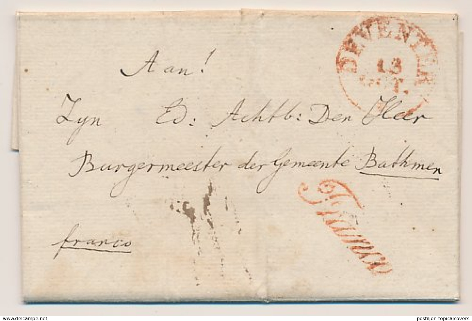 Deventer - Bathmen 1834 - Franco - ...-1852 Voorlopers