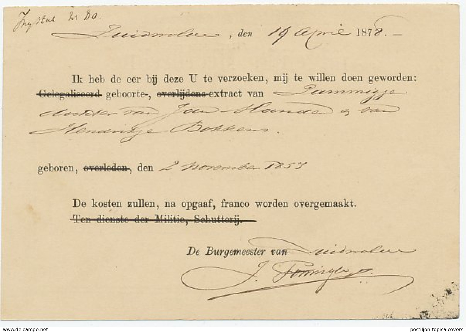 Naamstempel Zuidwolde 1878 - Lettres & Documents